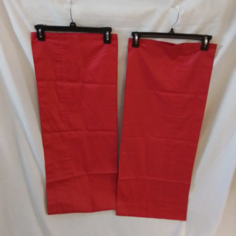 Two Sets of Red Rod Pocket Curtain Toppers